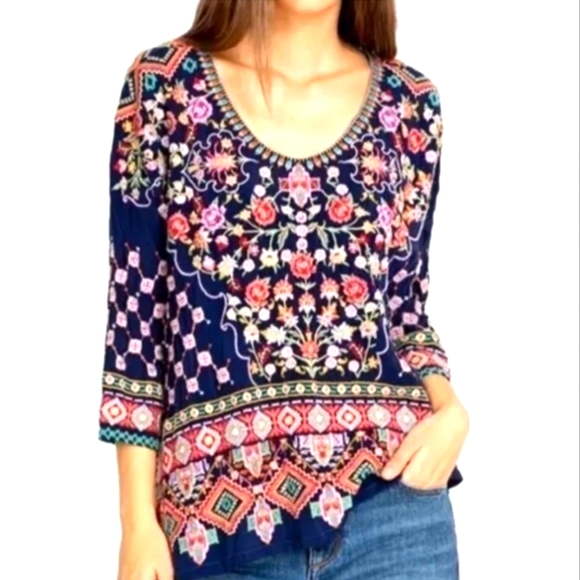 Johnny Was Tops - Johnny Was Sandra Heavily Embroidered Top